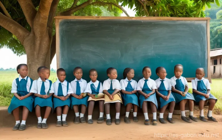 가봉 교육 제도 및 학교 시스템 - Prompt 1: Rural Gabonese Primary School - Learning Under a Tree**